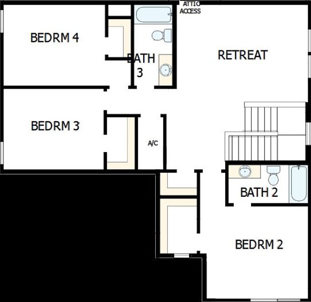 2D floor plan layout of this home in Oakfield at Mount Dora Village Series, Mount Dora, FL (Image 3).