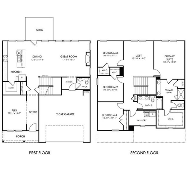 2D floor plan layout of this home in Parkside at Grayson, Grayson, GA (Image 3).