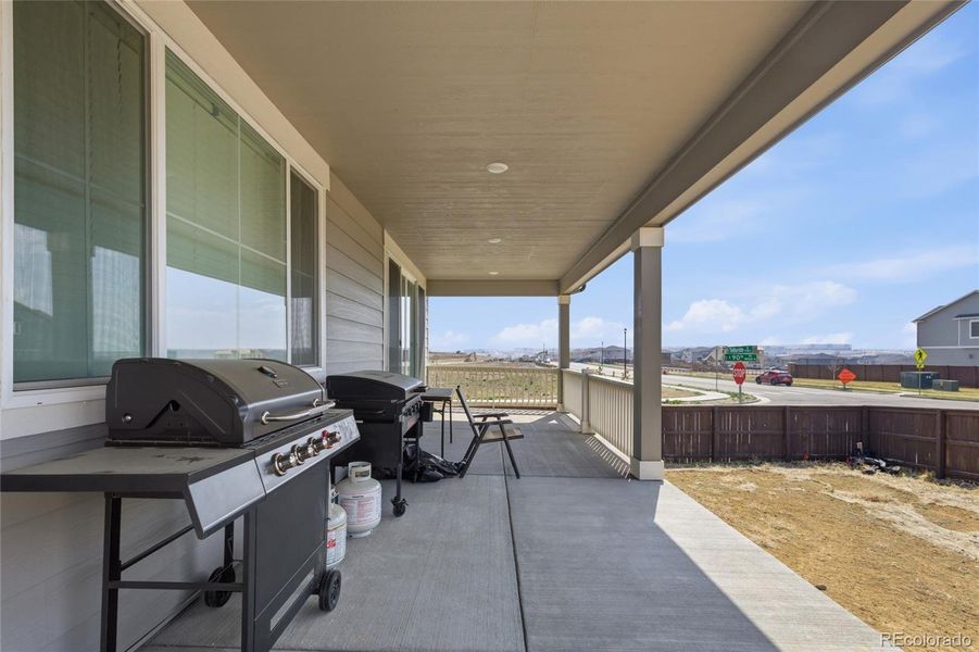 Exterior details and patio area of a home in Crossway at Second Creek, Commerce City (Image 27). Exterior details and patio area of a home in Crossway at Second Creek, Commerce City (Image 27).