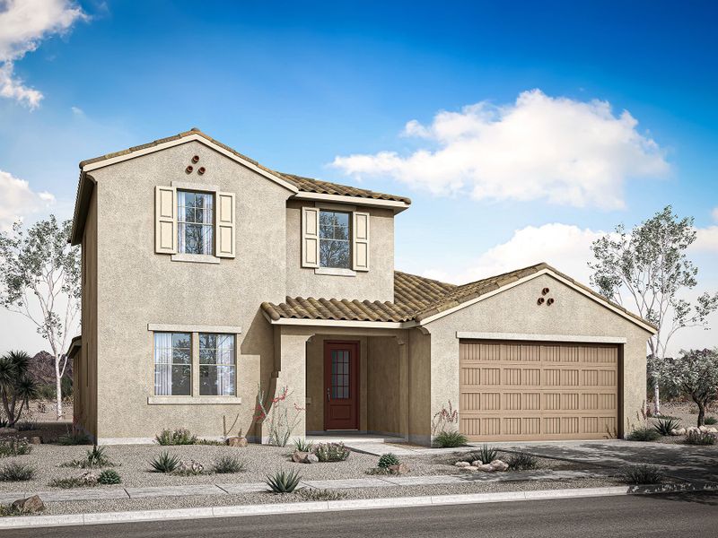 Representative exterior photo of a completed home built from the Pearl by Mattamy Homes in Bella Vista Farms, San Tan Valley, AZ (Image 3). Representative exterior photo of a completed home built from the Pearl by Mattamy Homes in Bella Vista Farms, San Tan Valley, AZ (Image 3).