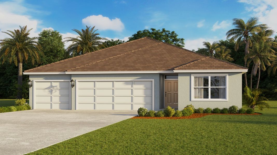 Front exterior of a new home in Fountain View, Ormond Beach, FL, highlighting curb appeal (Image 2).
