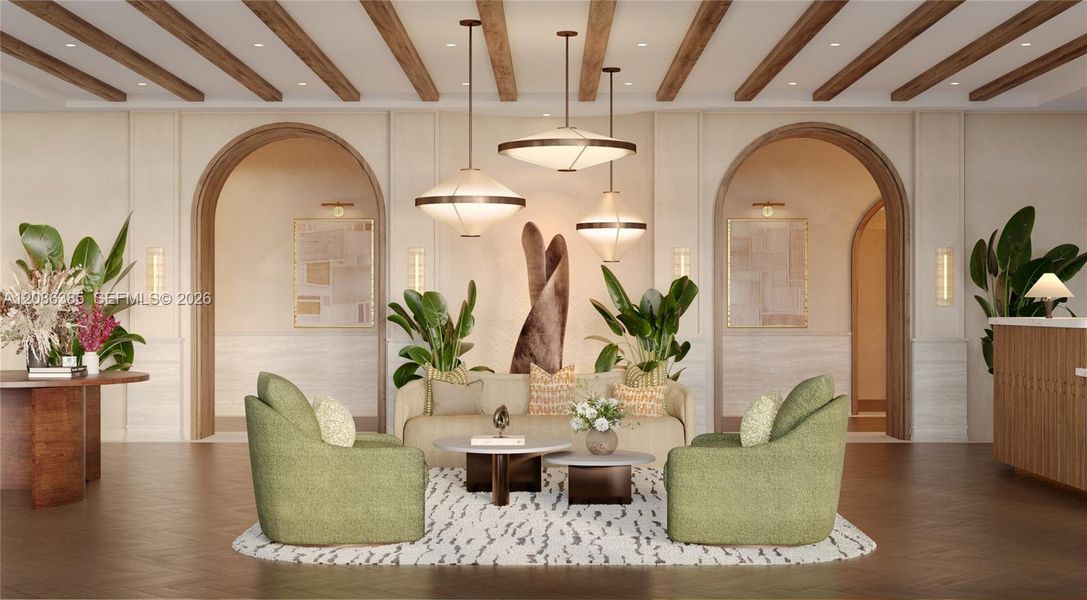 Furnished interior view inside a new home in , Coral Gables (Image 6). Furnished interior view inside a new home in , Coral Gables (Image 6).