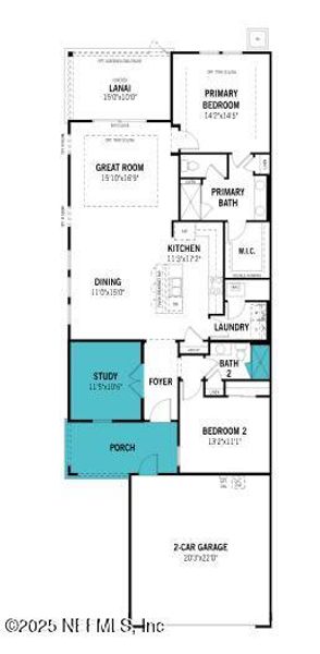 2D floor plan layout of this home in RiverTown, St. Johns, FL (Image 4).