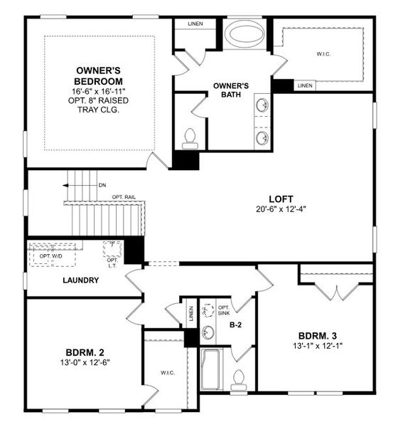 2D floor plan layout for the Savoy II by M/I Homes in Bellamore, York, SC (Image 3).