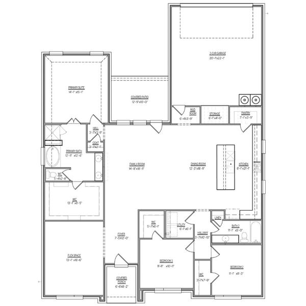 2D floor plan layout for the The Ashford by Lillian Custom Homes in Dominion Park, Waxahachie, TX (Image 5). 2D floor plan layout for the The Ashford by Lillian Custom Homes in Dominion Park, Waxahachie, TX (Image 5).