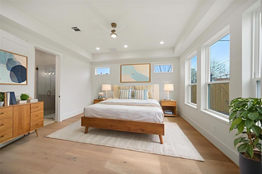 Primary Bedroom - view 2 - virtually staged