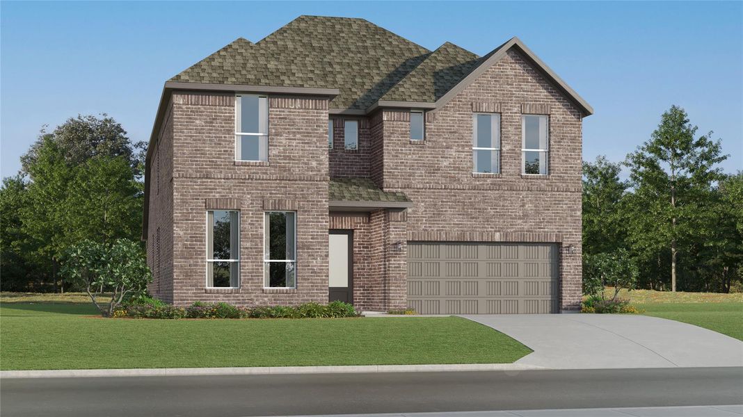 Front exterior of a new home in Cotton Brook, Hutto, TX, highlighting curb appeal (Image 21).