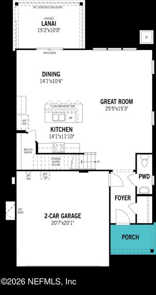 2D floor plan layout of this home in RiverTown, St. Johns, FL (Image 5).