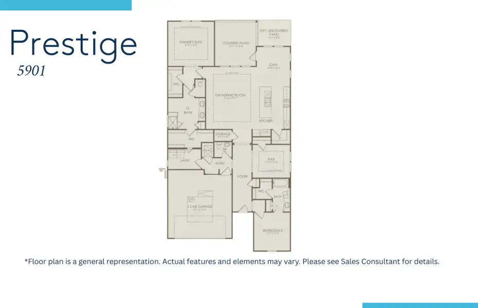 2D floor plan layout of this home in Del Webb Wilmington at Mallory Creek, Leland, NC (Image 4).