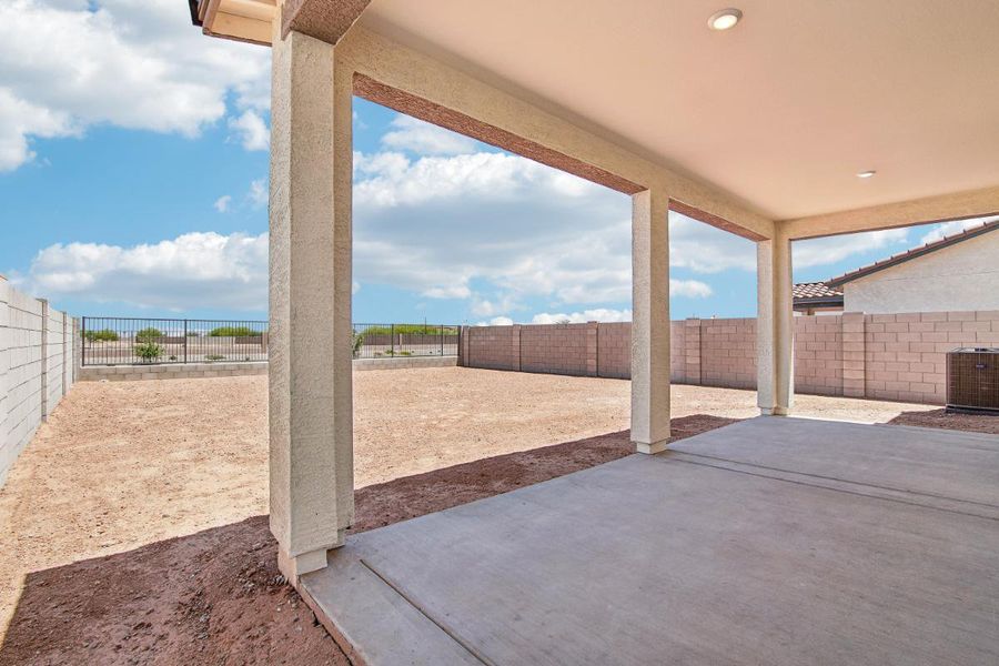 Exterior details and patio area of a home in Bella Camino Traditions, San Tan Valley (Image 3).