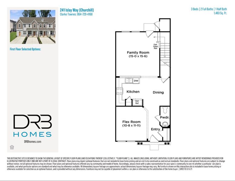2D floor plan layout of this home in Clarke Townes, Anderson, SC (Image 5).