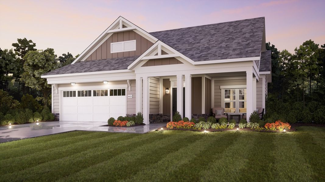 Representative exterior photo of a completed home built from the Palazzo by Epcon Communities in The Courtyards at Hodges Farm, Charlotte, NC (Image 26). Representative exterior photo of a completed home built from the Palazzo by Epcon Communities in The Courtyards at Hodges Farm, Charlotte, NC (Image 26).