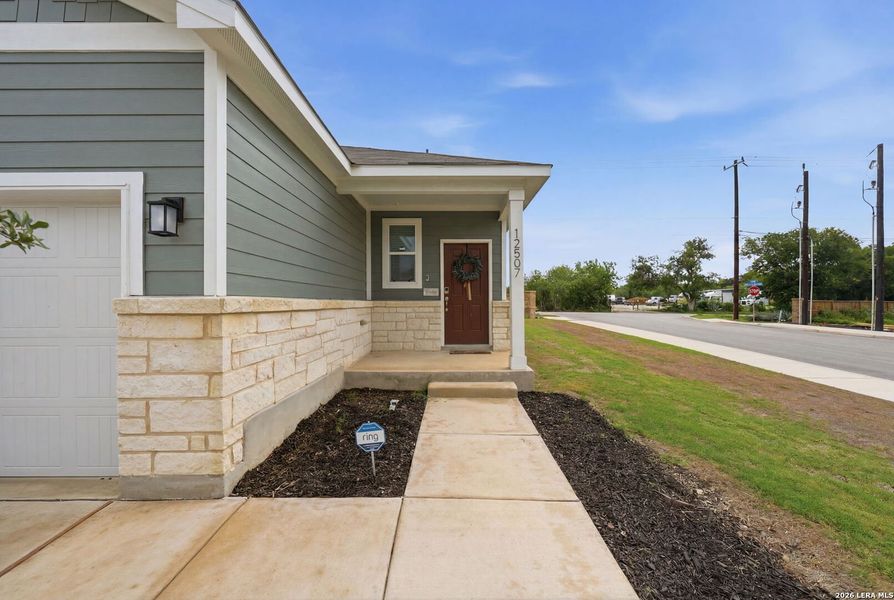 Exterior details and patio area of a home in Spring Creek, San Antonio (Image 27).