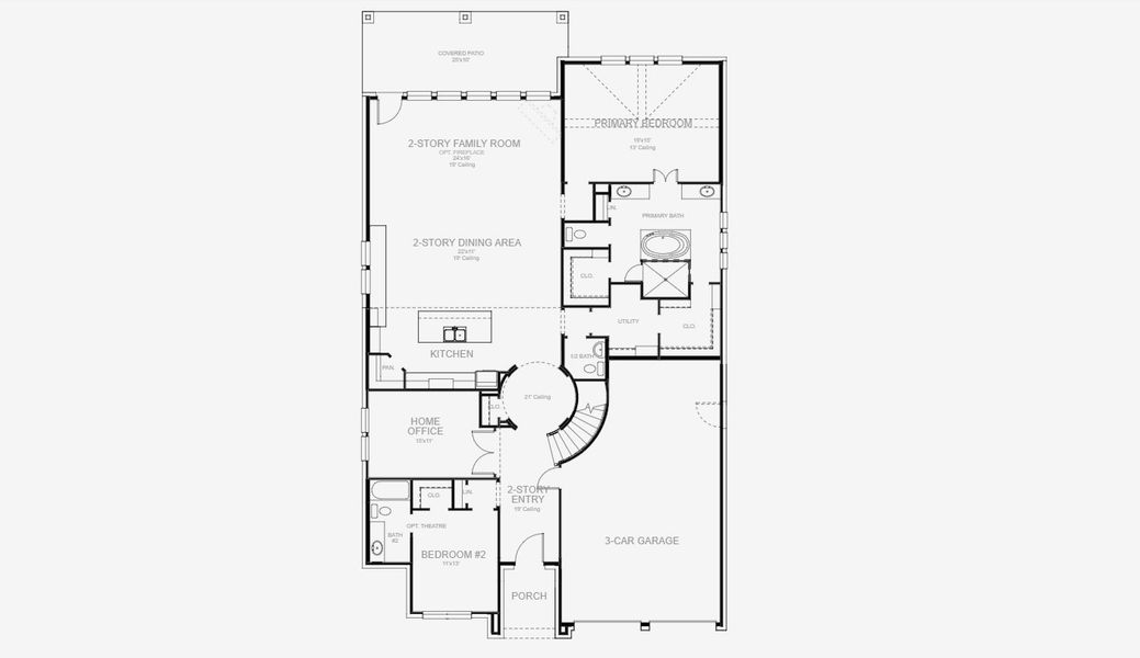 2D floor plan layout for the 3396W by Perry Homes in Devonshire 55', Forney, TX (Image 3). 2D floor plan layout for the 3396W by Perry Homes in Devonshire 55', Forney, TX (Image 3).