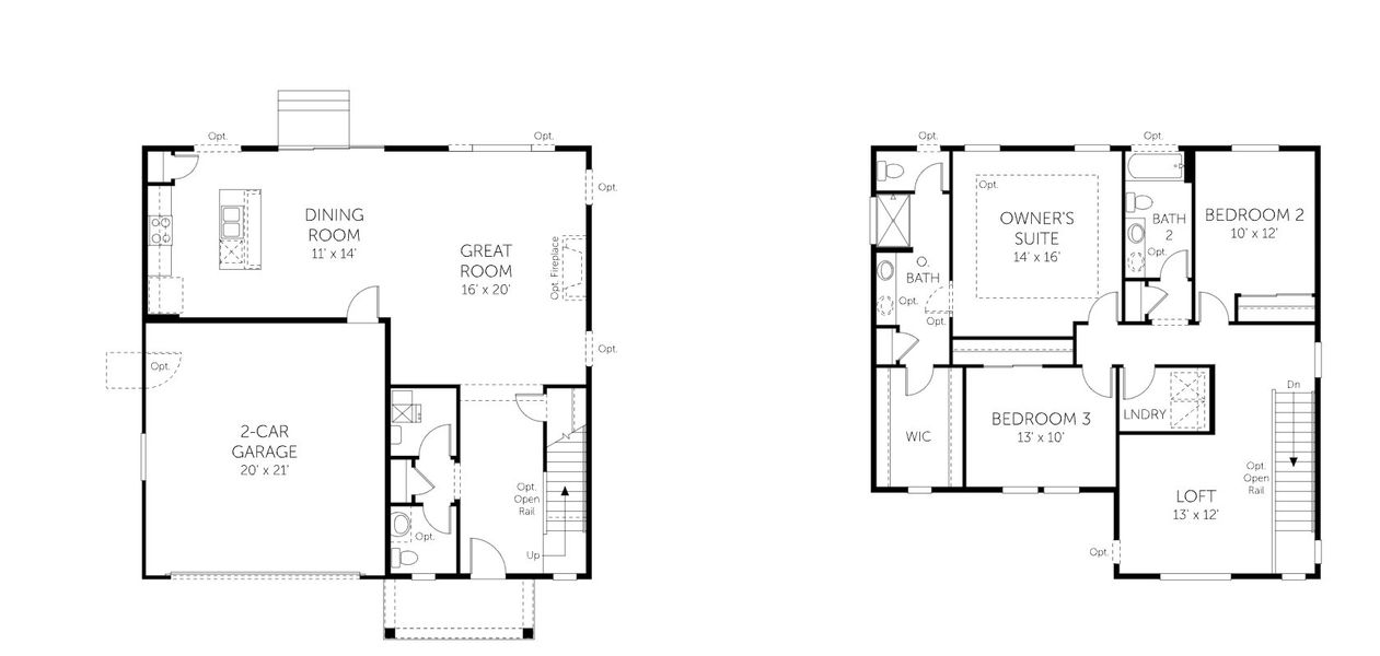 2D floor plan layout for the Antero - Single Family Homes by Dream Finders Homes in Muegge Farms, Bennett, CO (Image 3).