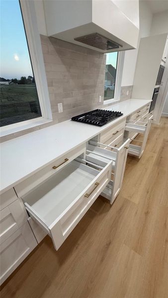 Large spacious drawers, all soft close, including two spice drawers for convenience when cooking