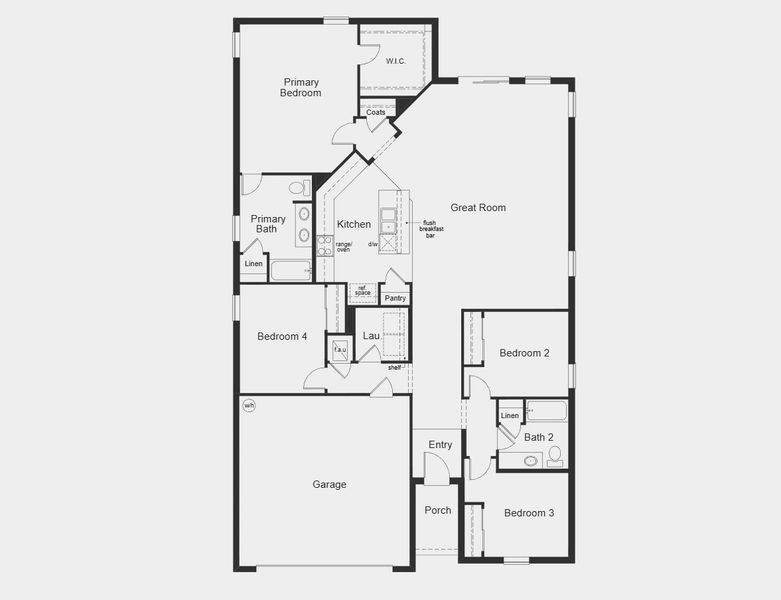 2D floor plan layout for the Plan 1989 by KB Home in Chapel Manor II, Zephyrhills, FL (Image 3).
