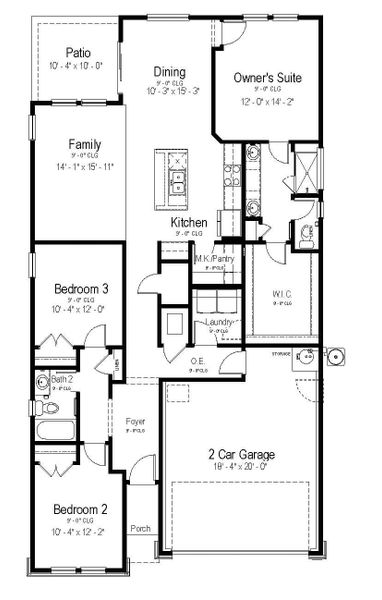 2D floor plan layout for the Desert View by View Homes in August Fields, New Braunfels, TX (Image 3).