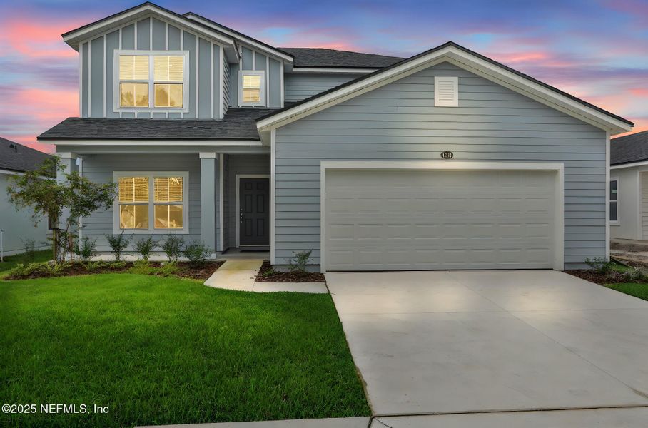 Front exterior of a new home in Bellbrooke, Jacksonville, FL, highlighting curb appeal (Image 21).