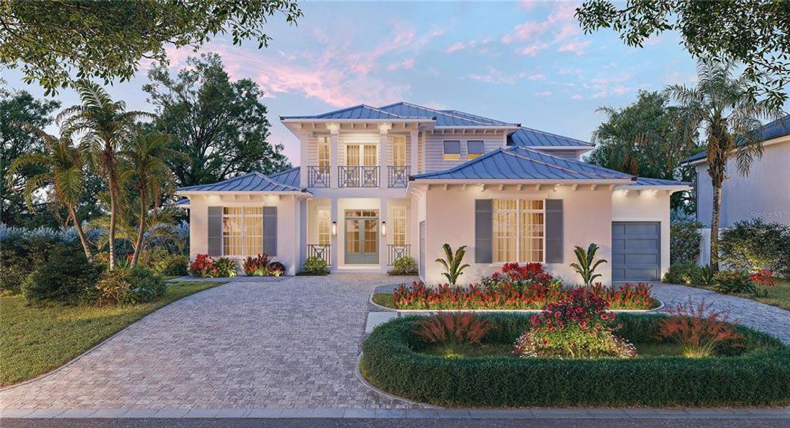 Front exterior of a new home in , Sarasota, FL, highlighting curb appeal (Image 1). Front exterior of a new home in , Sarasota, FL, highlighting curb appeal (Image 1).