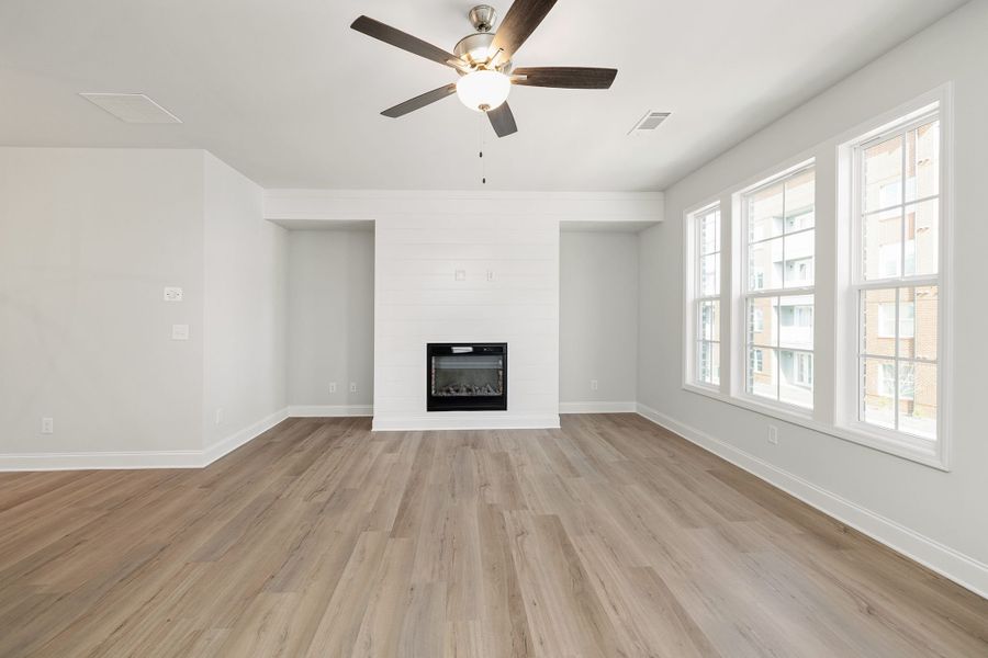 Fireplace featured in the family room