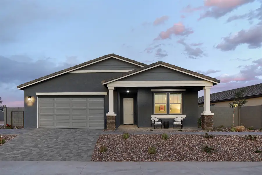 Front exterior of a new home in Skyline Village, San Tan Valley, AZ, highlighting curb appeal (Image 2). Front exterior of a new home in Skyline Village, San Tan Valley, AZ, highlighting curb appeal (Image 2).