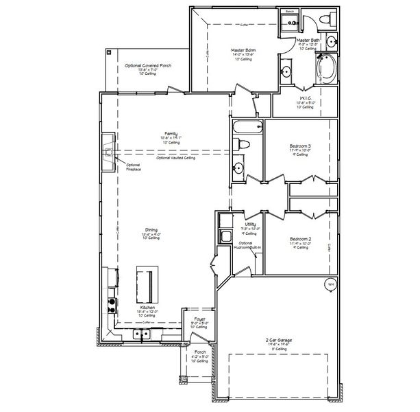 2D floor plan layout for the The Rose by Avonley Homes in Rudder Pointe, Bryan, TX (Image 5).