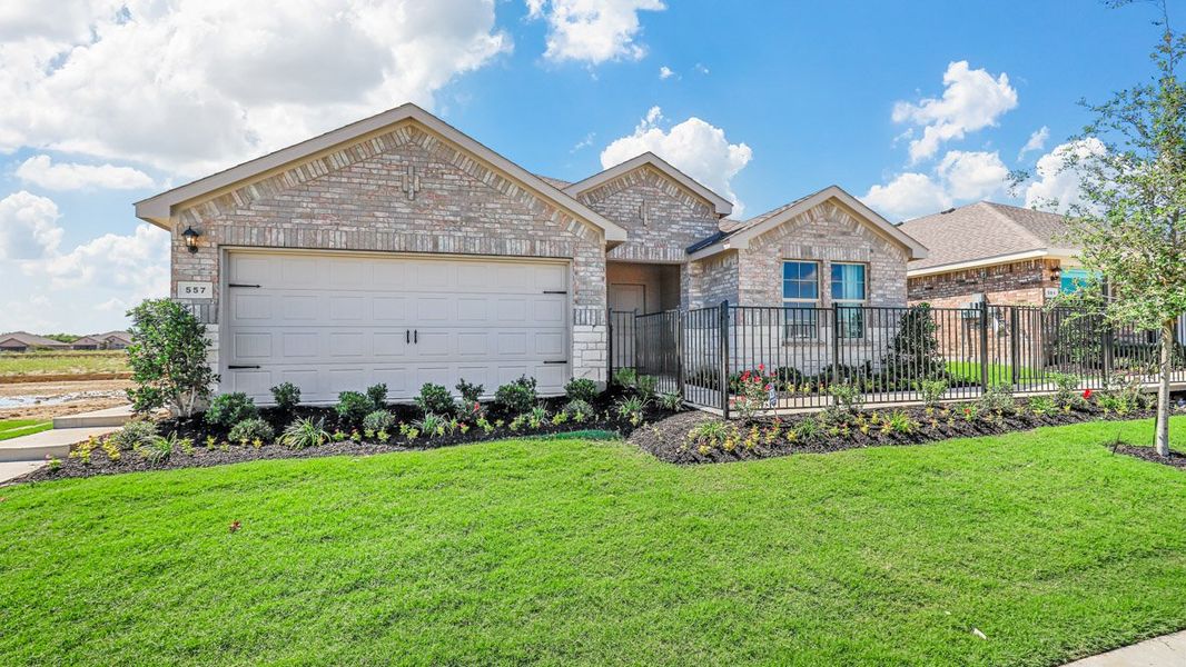 Representative exterior photo of a completed home built from the Denton by D.R. Horton in Lankford Farms, Cleburne, TX (Image 2). Representative exterior photo of a completed home built from the Denton by D.R. Horton in Lankford Farms, Cleburne, TX (Image 2).