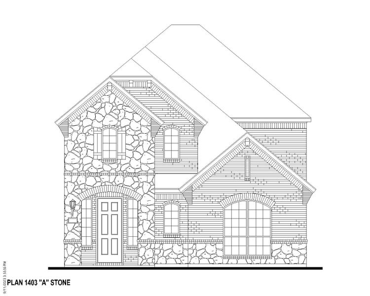 Plan 1403 Elevation A w/ Stone