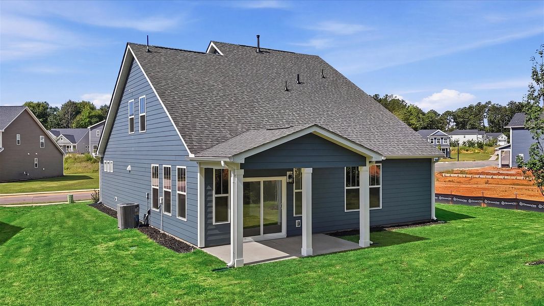 Exterior details and patio area of a home in Creeks at Midway, Anderson (Image 21).