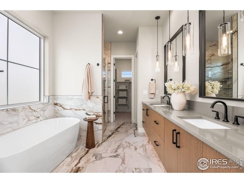 Luxurious primary bath with double shower heads
