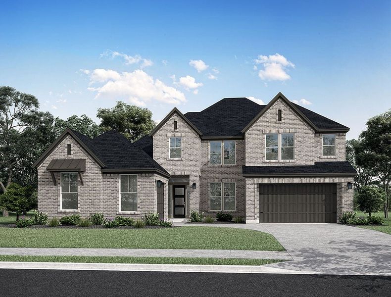 Front exterior of a new home in Harvest Green 75′, Richmond, TX, highlighting curb appeal (Image 25).