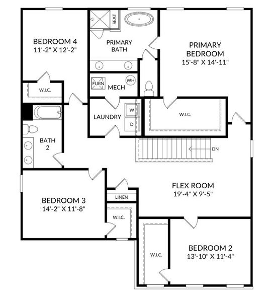2D floor plan layout for the The Mathis by Stanley Martin Homes in Croftside Single Family Homes, Powder Springs, GA (Image 4).