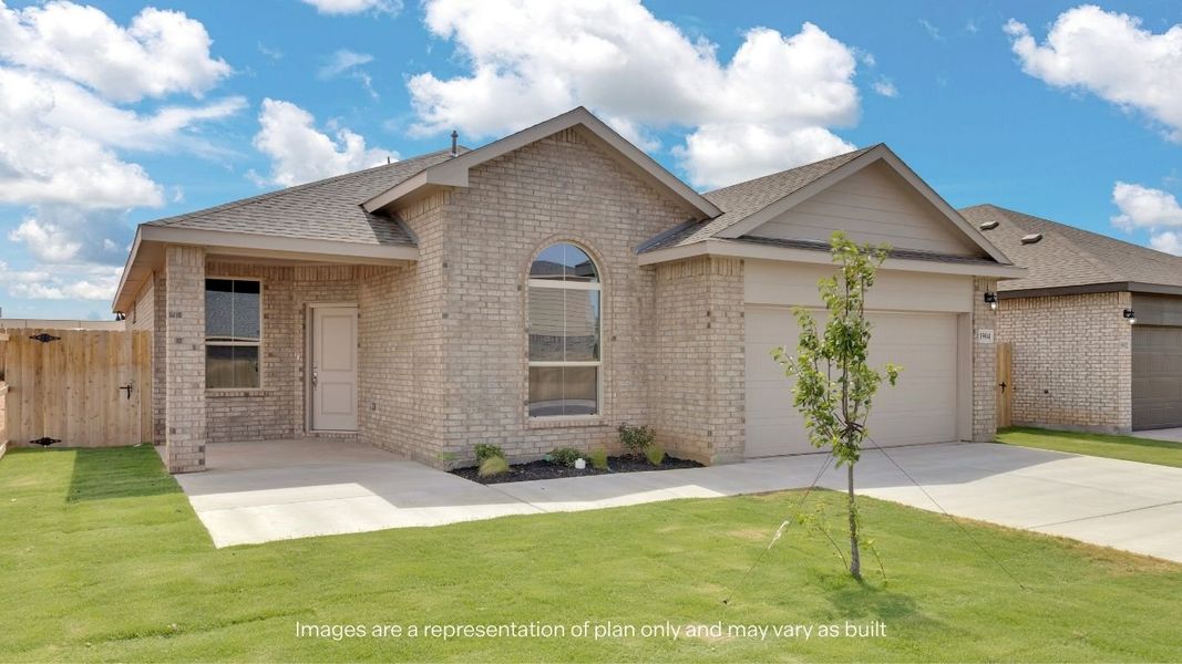 Front exterior of a new home in Mustang Ridge, Andrews, TX, highlighting curb appeal (Image 2). Front exterior of a new home in Mustang Ridge, Andrews, TX, highlighting curb appeal (Image 2).