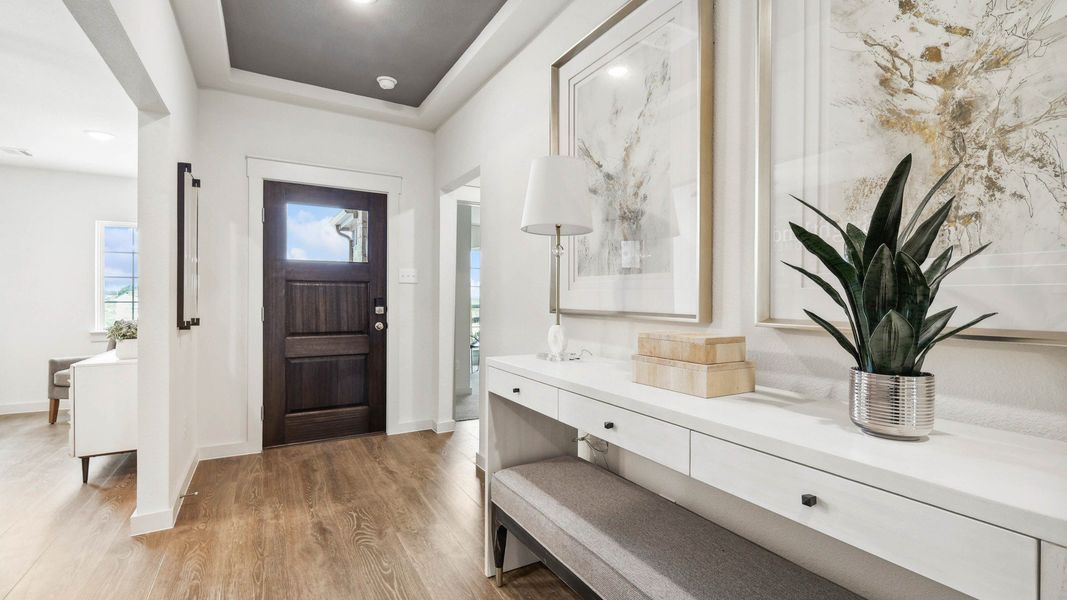 Representative furnished interior of a home built from the Kimbell by DRB Homes in Cloud Country, New Braunfels (Image 20).