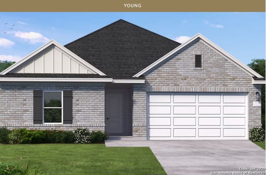 Front exterior of a new home in Summerlin, Castroville, TX, highlighting curb appeal (Image 1).