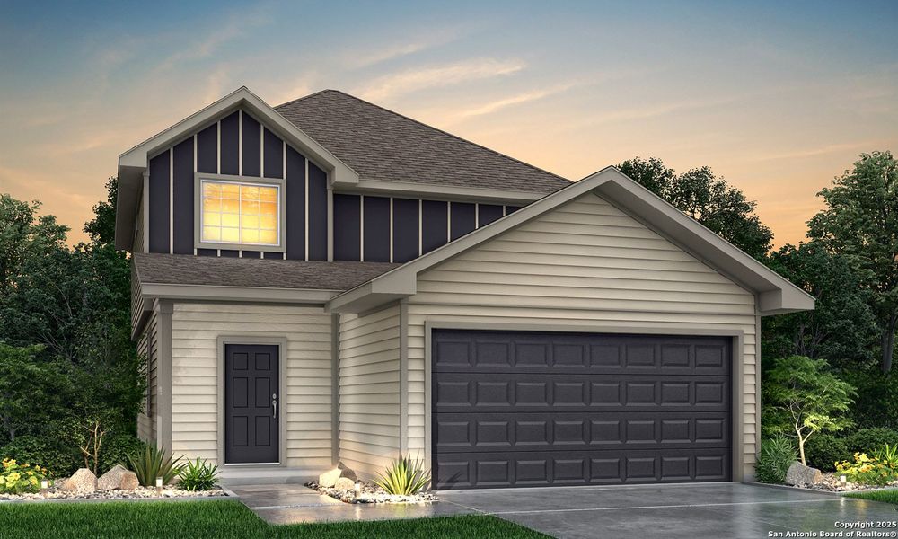 Front exterior of a new home in Abbott Place, St. Hedwig, TX, highlighting curb appeal (Image 21).
