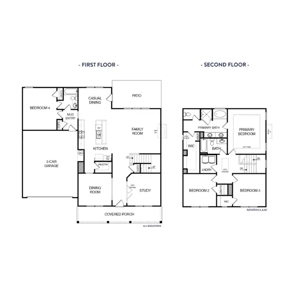 2D floor plan layout for the (GA)The Jackson | Side Entry by Reliant Homes in Wesley Woods, Monroe, GA (Image 5).