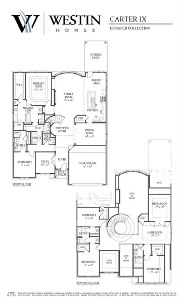 2D floor plan layout of this home in Wolf Ranch - 55', Georgetown, TX (Image 2).