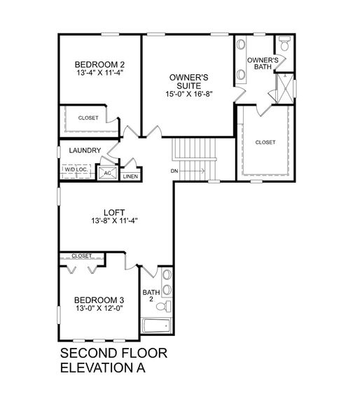 2D floor plan layout for the Rochelle by Ryan Homes in The Palms at Venetian Bay, New Smyrna Beach, FL (Image 2).