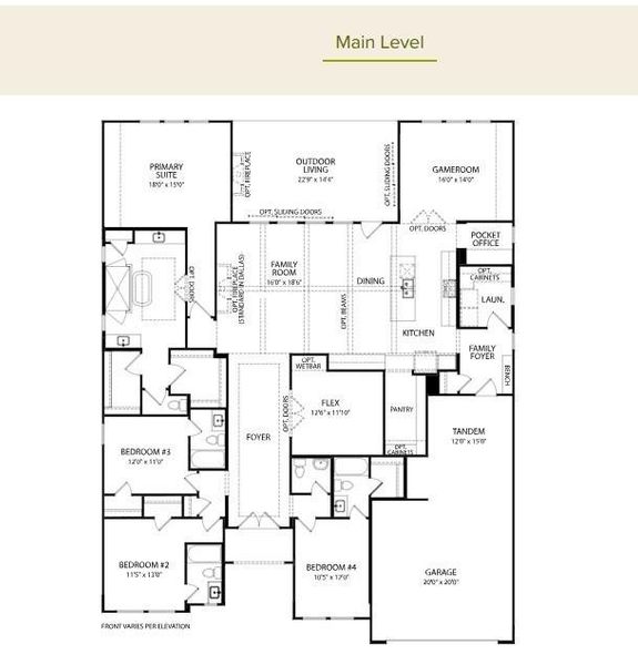 2D floor plan layout of this home in Fulshear Lakes, Fulshear, TX (Image 3).