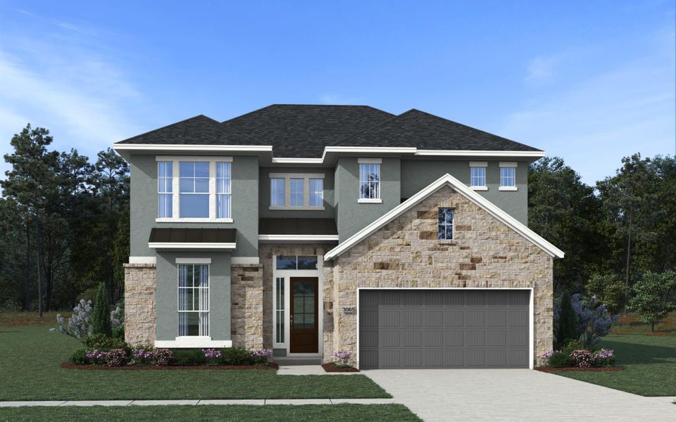 Front exterior of a new home in Buffalo Crossing – New Phase Now Preselling, Cibolo, TX, highlighting curb appeal (Image 7).
