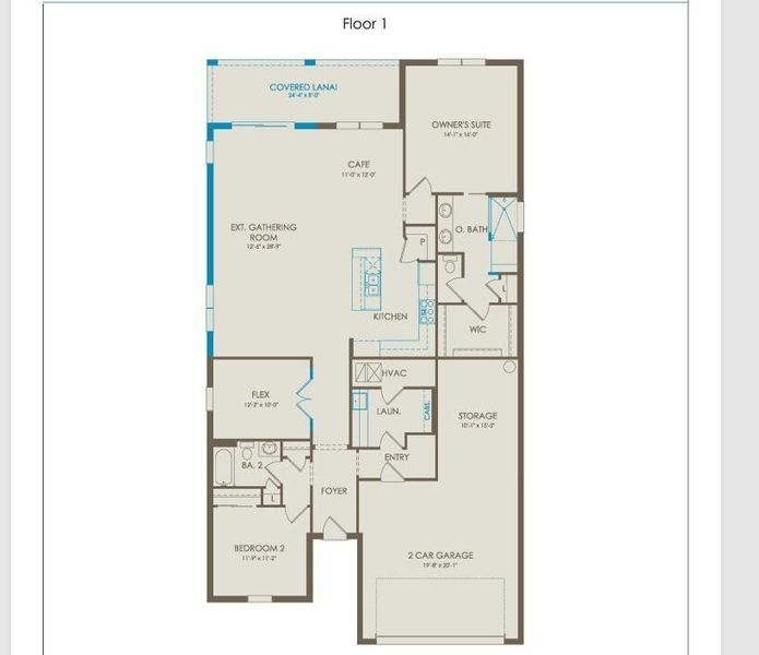 2D floor plan layout of this home in Del Webb Tradition, Port St. Lucie, FL (Image 4).