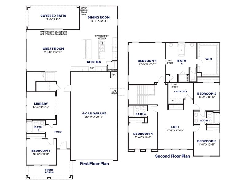 2D floor plan layout for the Miraval by D.R. Horton in The Ridge at Stone Butte, Phoenix, AZ (Image 4).