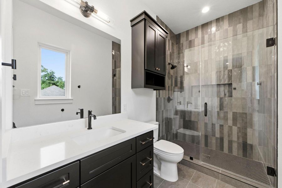 Upgraded walk-in shower. Upgraded walk-in shower.