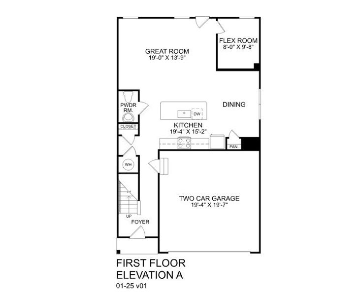 2D floor plan layout for the Marigold by Ryan Homes in Wren Woods 2-Story, Gray Court, SC (Image 2).