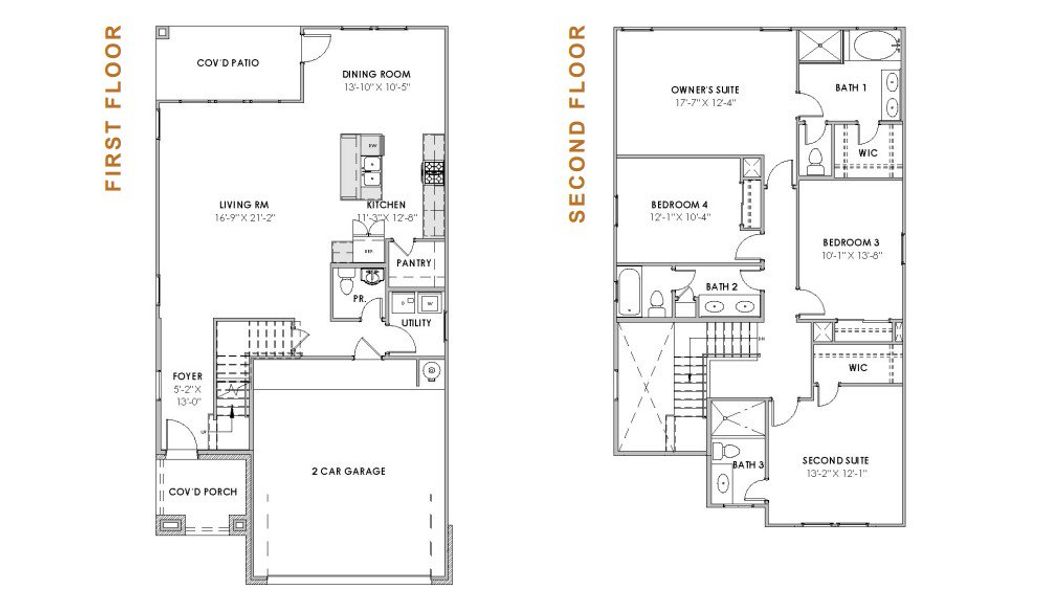 2D floor plan layout for the Brittany by Saratoga Homes in Aldine Pines, Houston, TX (Image 2).