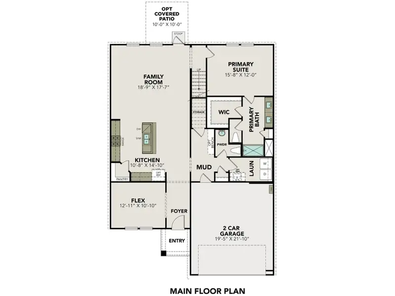 2D floor plan layout for the The Douglas B by Davidson Homes LLC in Hickory Ridge, Elmendorf, TX (Image 3). 2D floor plan layout for the The Douglas B by Davidson Homes LLC in Hickory Ridge, Elmendorf, TX (Image 3).