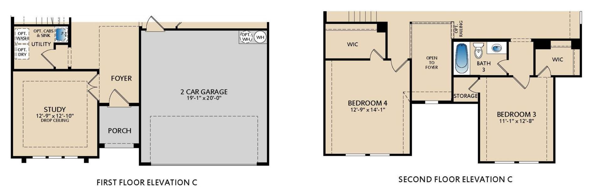 2D floor plan layout for the Westbury by Pacesetter Homes in Creekview Meadows, Pilot Point, TX (Image 23).