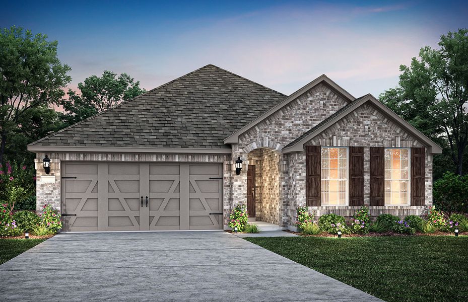 The Arlington, a one-story home with 2-car garage, shown with Home Exterior A The Arlington, a one-story home with 2-car garage, shown with Home Exterior A